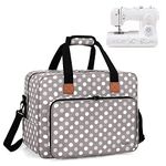 Luxja Sewing Machine Bag, Portable Tote Bag for Sewing Machine and Extra Sewing Accessories, Grey Dots