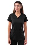 Adar Pro Scrubs for Women - Sweetheart V-Neck Scrub Top - P4210 - Black - M