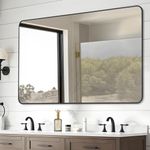 DESBING 30" x 48"Bathroom Mirror, Matte Black Wall Mirror with Metal Frame, Decorative Rectangular Vanity Mirror for Bedroom Bathroom Living Room Entryway (Horizontal/Vertical)