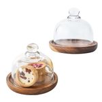 2 Pack Round Crystal Glass Butter Dishes with Dome Lids, Mini Butter Keeper,Serving Storage Dish with Handle,Butter Cloche for Mayo, Jelly, Jam, Candy，Parfait