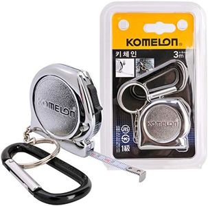 KOMELON KMC-74K Pro Easy Chrome Case Tape Measure 3m x 6mm Metric Rulers Key Chain Key-Ring with Carabiner Clip Accessory