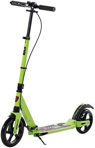 HOMCOM Kick Scooter, Folding 2 Wheel Scooter for 14+ Teens Adults, with Dual Brake System, Dual Suspension, 230mm Big Wheels, 3 Adjustable Handlebar, up to 100KG, Green