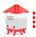 ZenxyHoC 5.0 Gallons Chicken Waterer Bucket with 4 Horizontal Water Nipples, Adjustable Heights and Anti Roost Cone