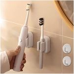 CLATUK White Electric Toothbrush Holder for Bathroom Wall Mount with 4 Pounds of strong support,Toothbrush Holders,shower accessories,4 in 1 including 2 hooks