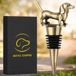 LKKCHER Dachshund Wine Stopper, Wine Gifts for Men Dad Women Sausage Dog Lovers, Bottle Stoppers for Wine Champagne, Birthday Gifts, Bronze