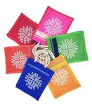 Anumala® Jute Bags with Contrast Kolam Art | Thamboolam And Jute Bags|Wedding Return Gifts|Birthday Return Gifts|Event Return gifts Bag|Multicolor (10x8x4) inches (Pack Of 36 pcs Multi Color)