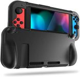 FINTIE Silicone Case Compatible with Nintendo Switch - Soft [Anti-Slip] [Shock Proof] Protective Cover with Ergonomic Grip Design, Drop Protection Grip Case (Black)