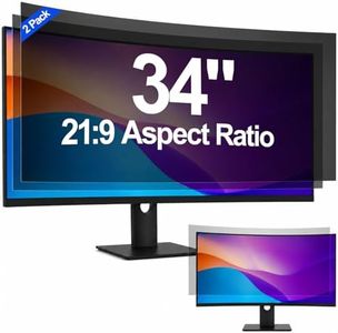 [2-Pack] 34 Inch Privacy Screen for Computer Curved Monitor, 21:9 Aspect Ratio Anti Blue Light Glare Shield, Removable Blackout Filter for Desktop Security, Anti-Spy Private Protector for 34" Monitor