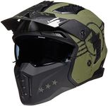 ILM Open Face Motorcycle 3/4 Half Helmet for Men and Women, Vintage Retro Helmet with Visor for Moped ATV Cruiser Scooter DOT Model Z302(Army Green,X-Large)