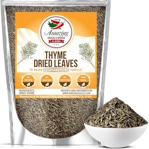 Dried Thyme Leaves, 4 oz. Bag, Natural Herbs and Spices for Pastas, Soups, Oils, Dips, and Vegetables, Farm Fresh and Vegan, Rich Savory Flavor by Amazing Chiles & Spices