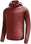 BALEAF Men's Running Jacket Lightweight Thumble Hole Warm Up Puffer Jacket Hybrid Thermal Coat Insulated Hiking Golf Merlot XXL