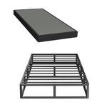 Twin Box Spring, 5 inch Box Spring for Twin Bed, Heavy Duty Metal Bed Frame with Fabric Cover, 3000lbs Max Weight Capacity Bed Base Mattress Foundation, Easy Assembly, Noise Free, Black