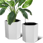 TROPOW 16 Inch Tall Planters Outdoor Set of 2, Self Watering Indoor Plant Pots with Water Level Monitor & Drainage Hole & Wheels, Large Planter Pots for Garden, Patio, Balcony, Lounge, White