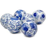 Oriental Furniture 3" Blue & White Decorative Porcelain Ball Set(B)