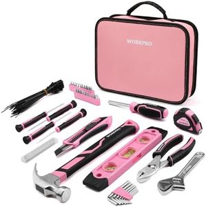 WORKPRO Pink Tool Set - 100 Piece Pink Tool Kit with Easy Carrying Pouch, Household Tool Kit for Home, Apartment, Office, College, Perfect for DIY Projects, Home Maintenance