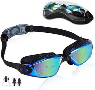 Rapidor Swim Goggles for Men Women Teens, Anti-Fog Leak-Proof, RP905 Series Multiple Choices (Black- Mirrored Lenses)