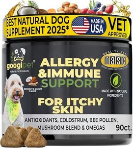 Googipet Dog Allergy Chews, Dog Allergy Relief & Itchy Skin Relief, Skin & Coat Supplement +Bee Pollen, Colostrum for Dogs, Coconut Oil, Probiotics, & Omega 3 Fish Oil to Reduce Constant Scratching