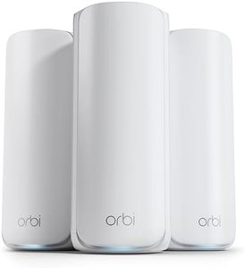 NETGEAR Orbi 870 Series Tri-Band WiFi 7 Mesh System (RBE873) - Router + 2 Satellite Extenders, Security Features, Up to 21 Gbps, Covers Up to 600 sq. m., 150 Devices, 10 Gig Internet Port, BE21000