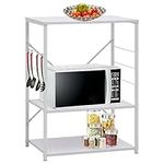 vidaXL 3-Tier Microwave Cabinet - Versatile and Functional White Storage Unit for Kitchen, Living Room or Office, Engineered Wood and Powder-Coated Steel Construction