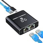 HRSDEIE Ethernet Splitter 1 to 2 Out, 1000Mbps Gigabit RJ45 Network Splitter, Network LAN Internet Splitter 2 Port with USB Power Cable for Cat 5/6/7/8 Cable [2 Devices Simultaneous Networking]