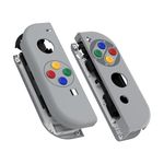 eXtremeRate Grip SFC SNES Classic EU Style Joy con Handheld Controller Housing with Coloful Buttons, DIY Replacement Shell Case for Nintendo Switch Joycon & Switch OLED Joy con