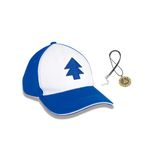 FOFODUCK Dipper Hat Embroidered Blue Fir Dipper's Cap Baseball Cap with Bill Cipher Necklace, Blue, L