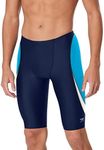 Speedo Men's Standard Swimsuit Jammer Endurance+ Splice Team Colors, Edge Navy/Light Blue, 30