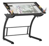 Triflex Drawing, Sit/Stand Up Adj Desk Charcoal/Clear Glass, 40.75"" w x 29"" d x 31"" h