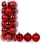 big box 24 Piece Small RED Ball Shatterproof Christmas Balls Tree Ornaments Party Decoration, Christmas Balls Ornaments for Xmas Tree Shatterproof Christmas Tree Hanging Balls Decoration