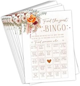 Your Main Event Prints Boho Orange and Terracotta Floral Wedding Bridal Shower Games and Activites (Find The Guest Bingo)