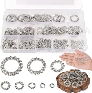 300 Piezas Herramienta de Sujeción Arandelas, Juego de arandelas de bloqueo, Juego de surtido de arandelas, Ocho tamaños diferentes de especificaciones, con caja de embalaje de plástico