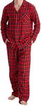 GIVEITPRO -100% Cotton Flannel, Men's Long Button-Down Sleepwear Pajama Set, CORAL, Large