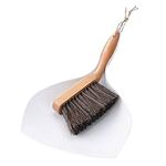 Navaris Dust Pan and Brush Set - Elegant Mini Broom and Dustpan for Dorm, Home, Outdoor Garden or Office - 29.5 x 17.5 x 5 cm (11.6 x 6.9 x 2 in) - White
