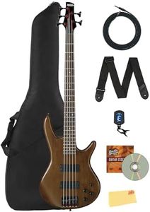 Ibanez GSR205B SR GIO Electric Bass - Walnut Flat Bundle with Gig Bag, Tuner, Strap, Cable, Austin Bazaar Instructional DVD, and Polishing Cloth