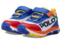 POLO RALPH LAUREN Baby-Boy's Tech Racer Ps (Toddler) Sneaker, White Mesh/Multi Synthetic/Yellow Pp, 6 Toddler