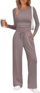 LILLUSORY Lounge Sets for Women Two 2 Piece matching Loungewear Sets Women Winter Clothing 2026 Fall Fashion Travel Airport Outfits Sweatsuits Casual Cute Clothes Rose Taupe XS
