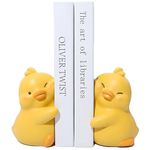 Cute Hug Ducks Decorative Bookends, Unique Book Ends to Hold Books Creative Resin Book Holder Stopper for Home Office Desk Bookshelf Decoration