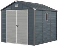 YITAHOME Outdoor Resin Storage Shed w/o Floor, 8x9FT All-Weather Plastic Shed with Lockable Doors, Window & Vents, Plastic Tool Shed for Backyard, Patio, Poolside, Lawn, Dark Gray