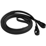 Cwell Equine Classic Super Soft Jelly Rubber Pimple Grip Leather Reins Black/Brown (FULL, BLACK)