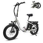 Wildeway 32Ah Battery Electric Bike for Adults Folding Ebike Step Thru Electric Bicycles for Women Men 20" Fat Tire E-Bike for Delivery Uber 750W 145KM Long Range