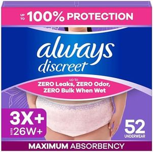 Always Discreet Reimagined Adult Diapers for Women, Maximum Absorbency Incontinence and Postpartum Underwear Size 3X+, Up to 100% Leak Free Bladder Leak Protection, 52 Count​