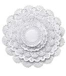 The Baker Celebrations White Round paper Lace Table Doilies 4 5 6 8 10 and 12 inches Assorted Sizes (Variety pack of 120-20 of each)