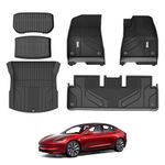 3W Car Floor Mat Fit for Tesla Model 3 2024 Highland,TPE All Weather Custom Fit Full Set 6PCS Car Mats Floor+Front Trunk Mat+Rear Storage Mat+Rear Trunk Mat, Dog Pet Friendly,Waterproof,Anti Slip