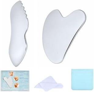 2Pcs Gua Sha Facial Tools Stainless Steel - Lift, Depuff & Glow | Spa-Grade, Travel-Ready, Metal GuaSha Tool for Face, Neck, Body Lymphatic Drainage Massager Natural Skin Care