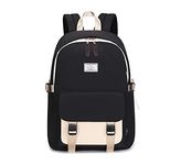 Acmebon Teen Girl Backpack for School Women Casual Backpack Purse Black with Khaki