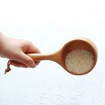 Renococo Wooden Spoon,Bath Salt Scoop with Hanging Rope,Wooden Kitchen Scoop,Rice Spoon,Soup Scoop,8'' Wood Water Spoon,Round Serving Soup Tablespoon,Honey Coffee Spoon,Canisters Flour Ladles, 22x9cm