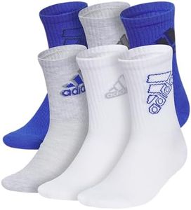 adidas Kids-Boy's/Girl's Mixed Graphic Athletic Cushioned Crew Socks (6-Pair)