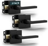 Mega Handles Prime Privacy Door Handle - 3 Pack Reversible Interior Black Door Handle, Heavy Duty Bed & Bath Door Handles with Privacy Door Lock, Fits All Standard Doors - Matte Black