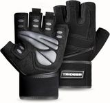 Trideer Padded Weight Lifting Gloves, Gym Gloves, Workout Gloves, Rowing Gloves, Exercise Gloves for Powerlifting, Fitness, Cross Training for Men & Women (Black, L (Fits 7.9-8.6 Inches))