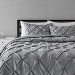 Amazon Basics Pinch Pleat Comforter Bedding Set, King, Dark Grey